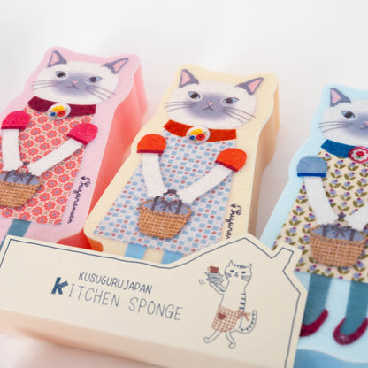 Kusuguru Japan Decorative Kitchen Sponges - Set of 3