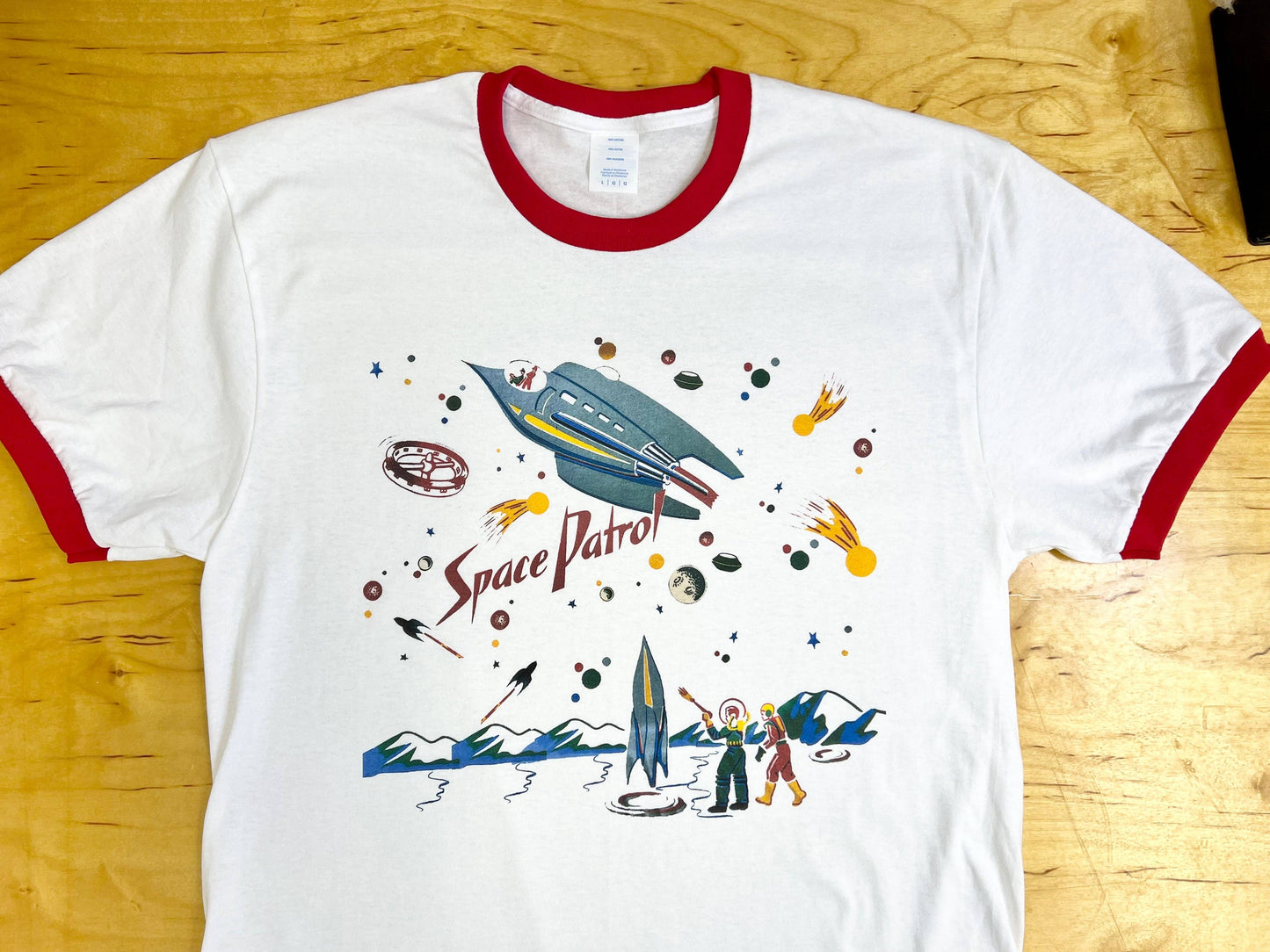 Space Patrol Red and White Ringer T-Shirt
