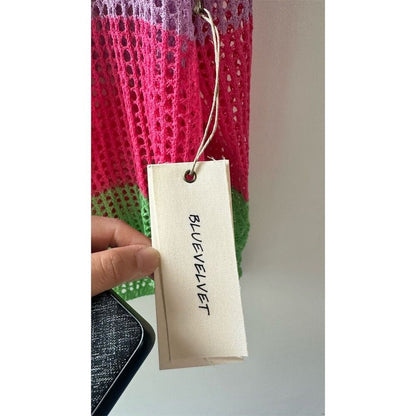 1099. BLUEVELVET Women's Colorblock Mesh Long Sleeve Top Multicolor Size S