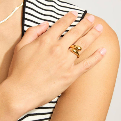 Tarnish Resistant Overlapping Chunky Bands Ring