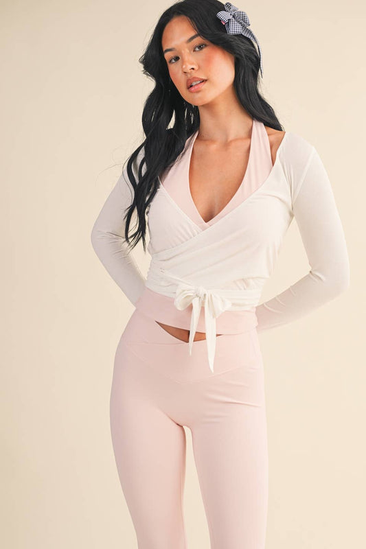 Long Sleeve V Neck Wrap Top