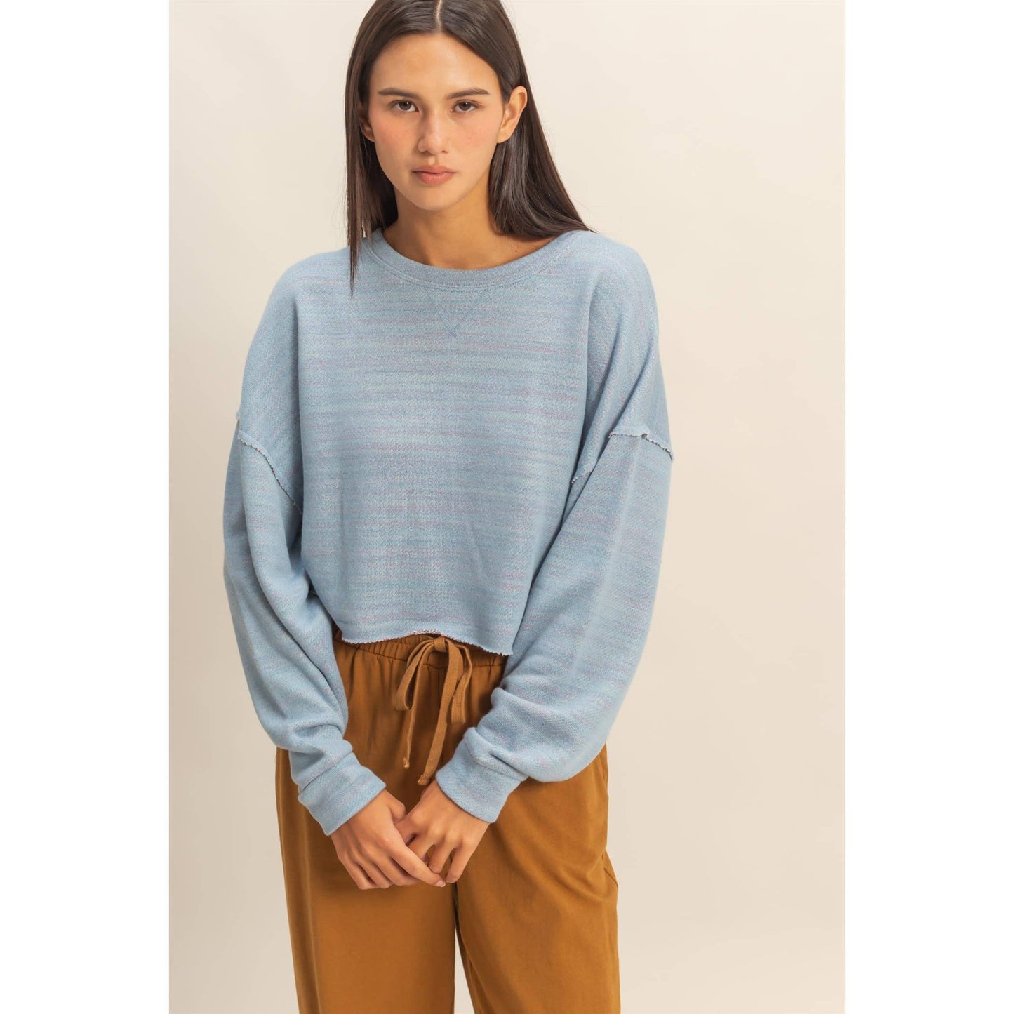 Drop-Shoulder Cropped Top