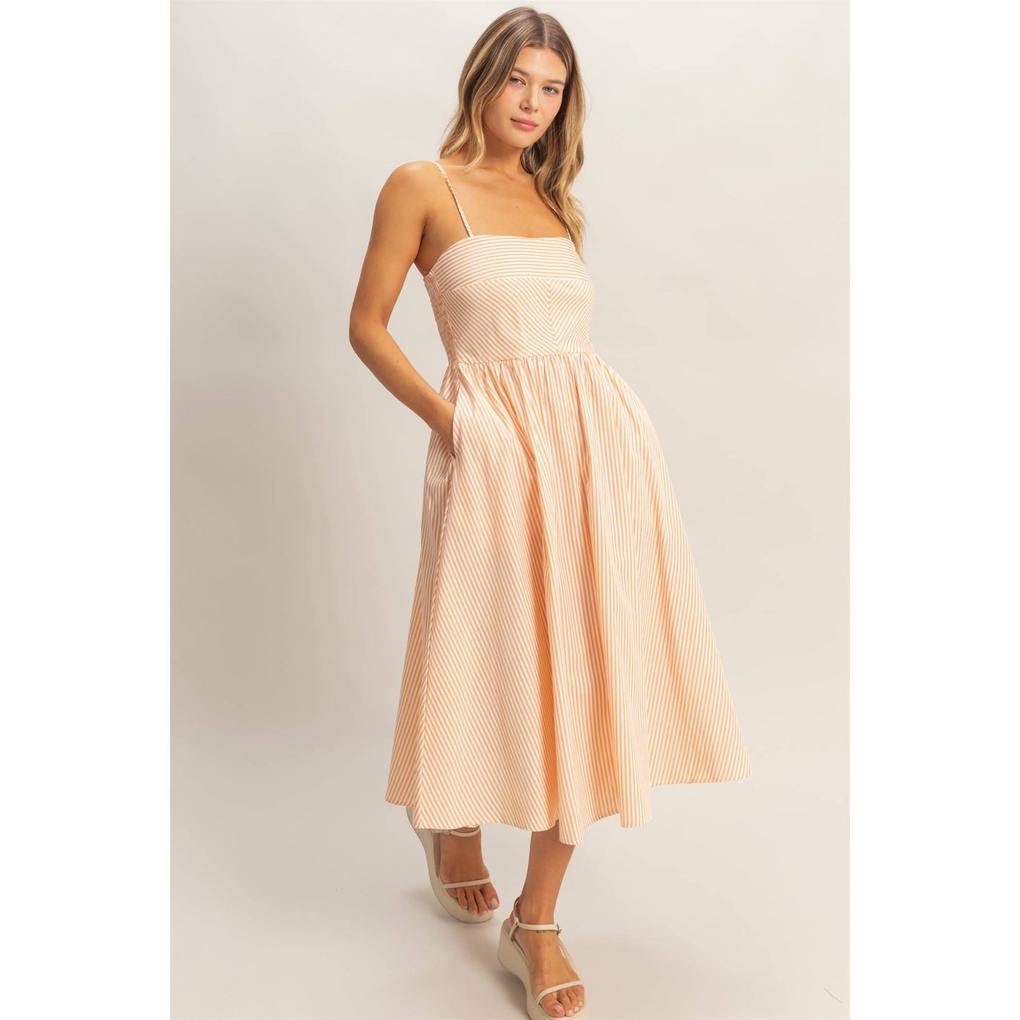 Striped Spaghetti Strap Dress