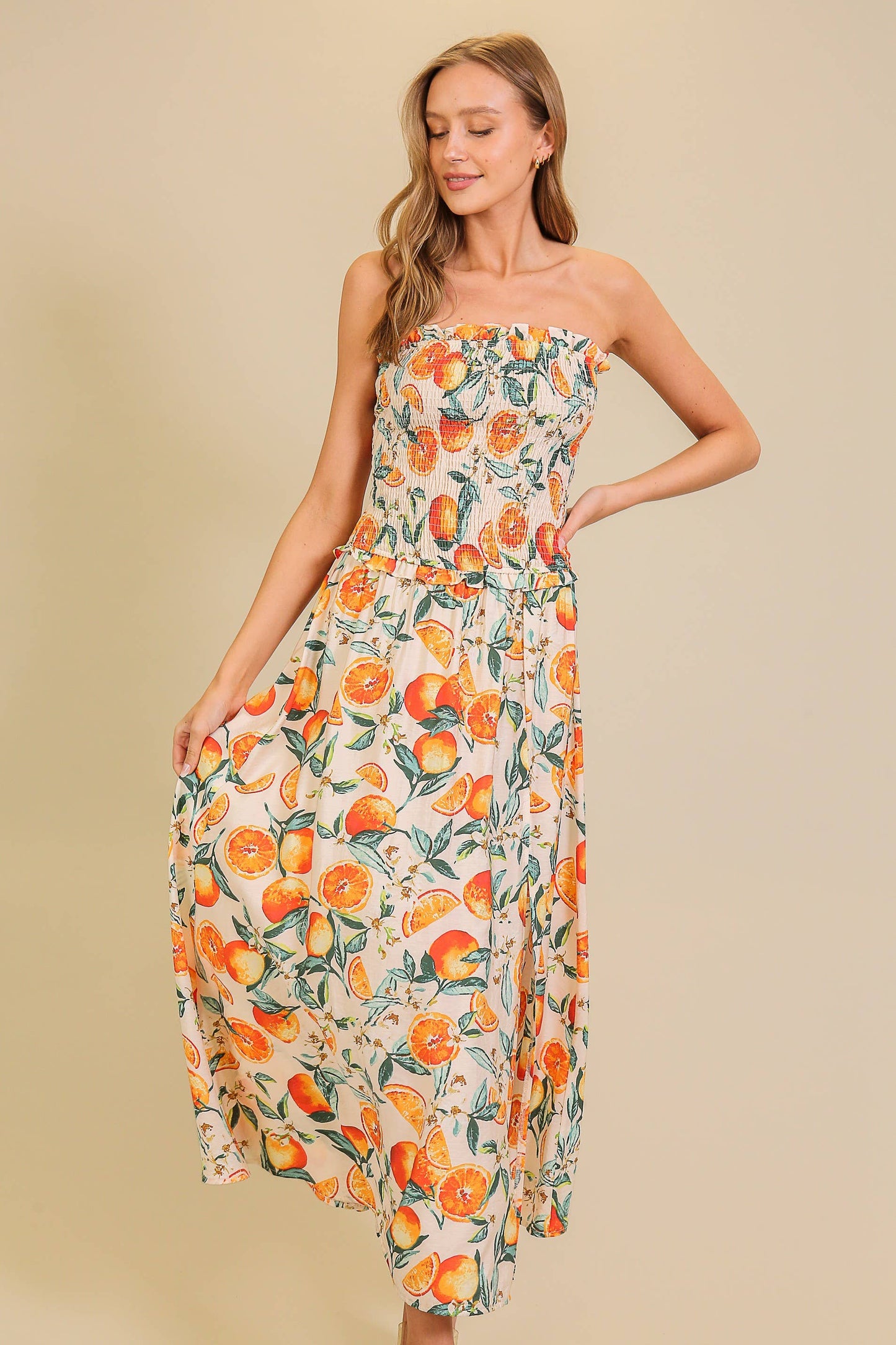 Citrus Chic Print Maxi Dress