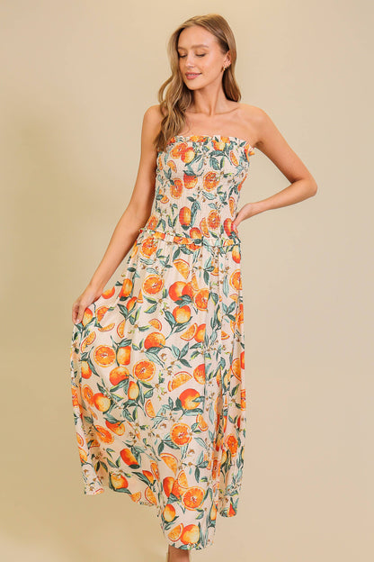 Citrus Chic Print Maxi Dress