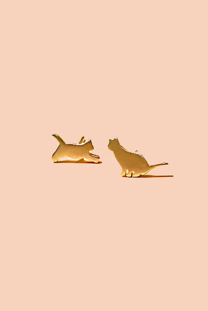 Cat Therapy Studs - 18K Gold Plated / Silver Rhodium Plated