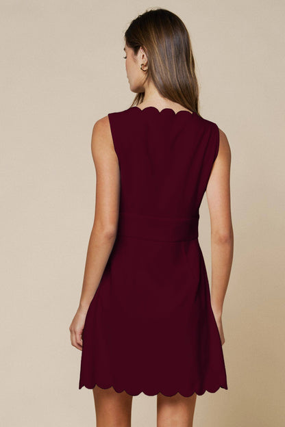 Scallop Square Neck A-Line Mini Dress