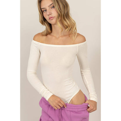Off Shoulder Long Sleeve Bodysuit