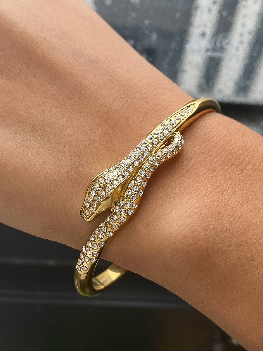 Estiva 18K Gold Non-Tarnish Glam CZ Serpent Bracelet
