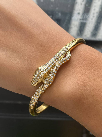 Estiva 18K Gold Non-Tarnish Glam CZ Serpent Bracelet
