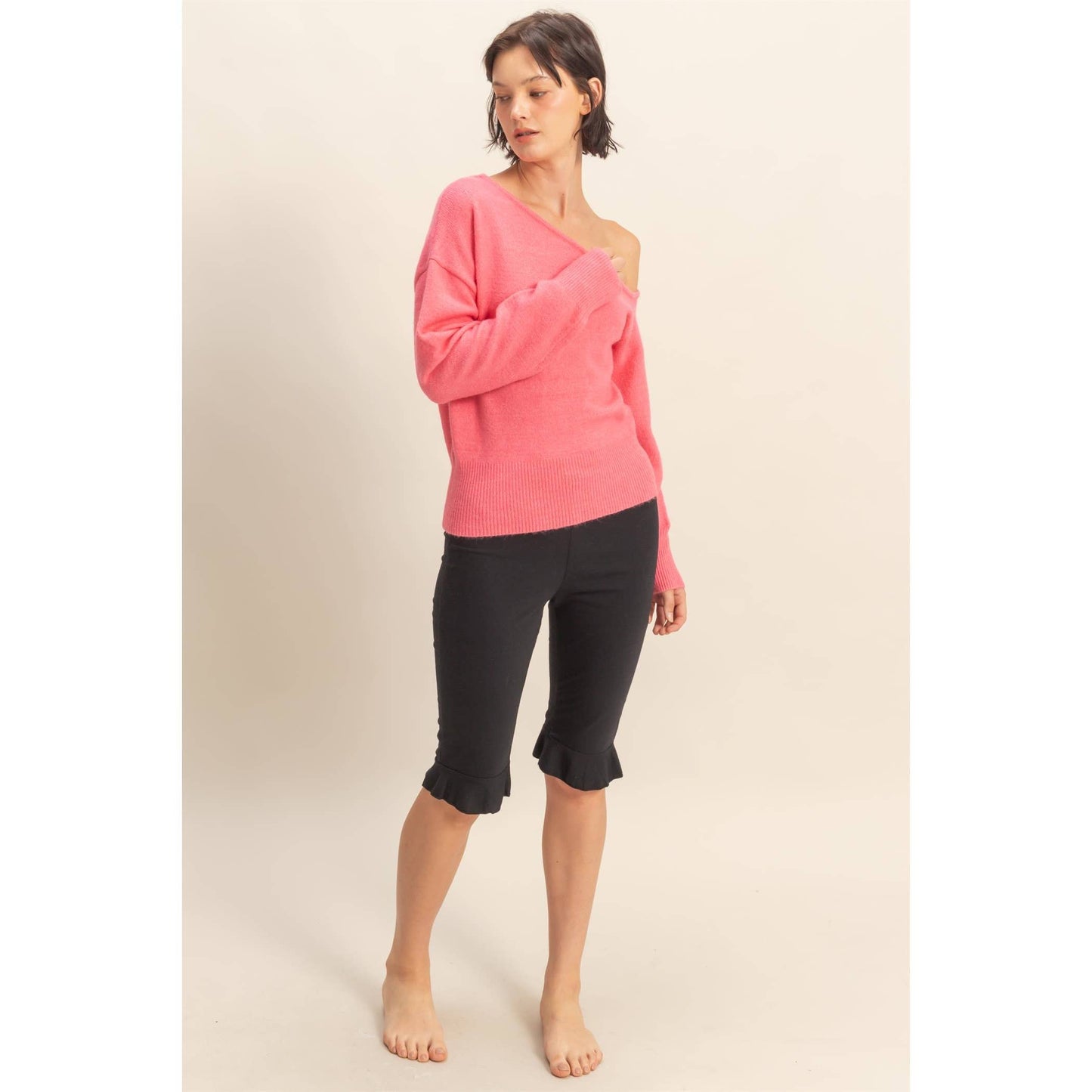 Asymmetric Off-Shoulder Sweater