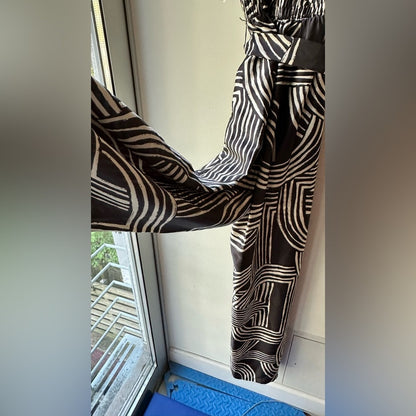 Doe & Rae, Black White Geometric Print Wide leg Jumpsuit, Size S | 0208