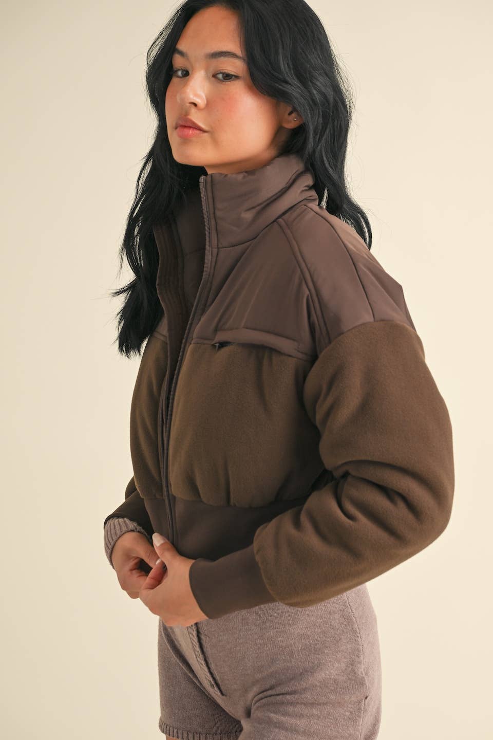 Fleece puffer  Crop Jacket