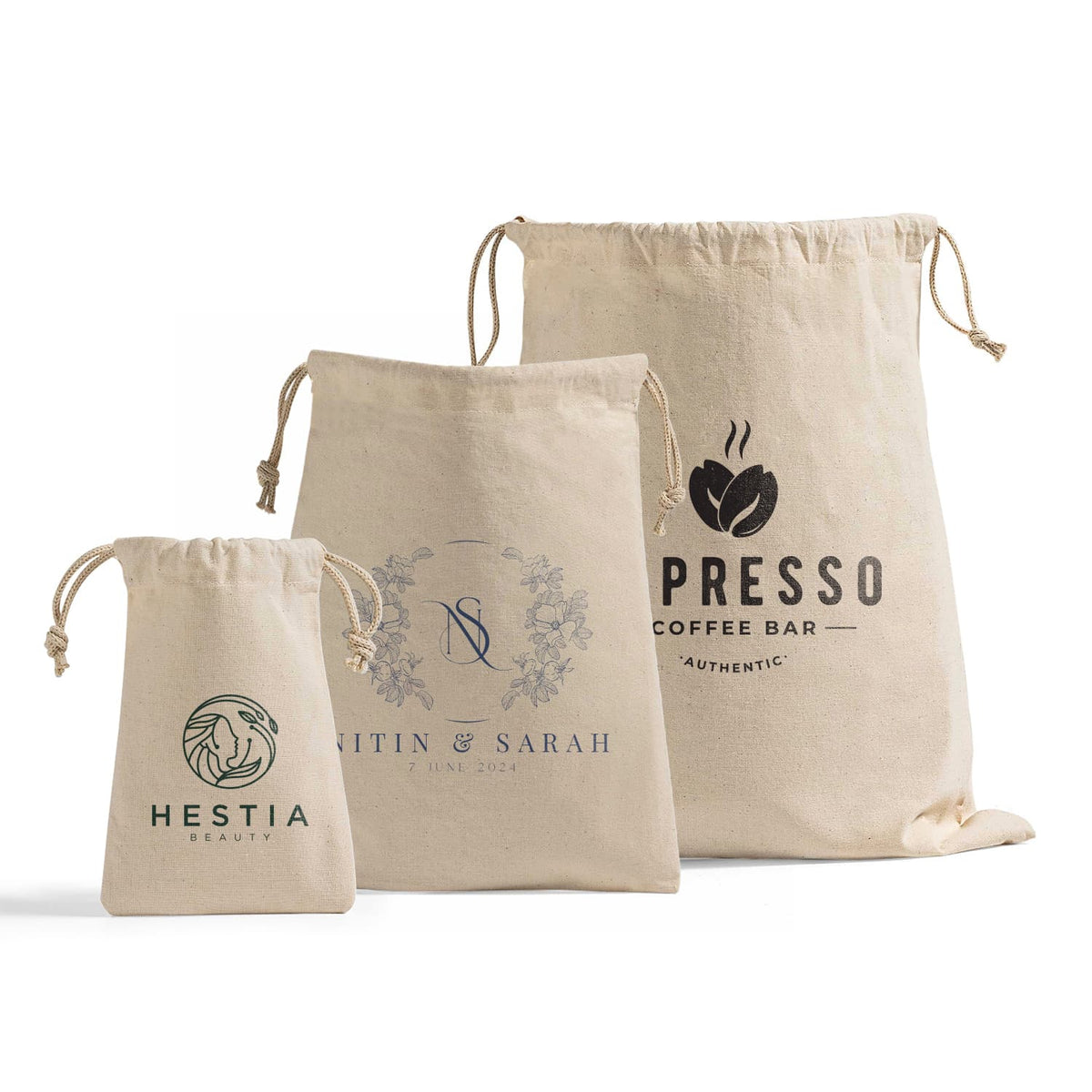 Custom Cotton Canvas Value Drawstring Pouches / Favor Bags