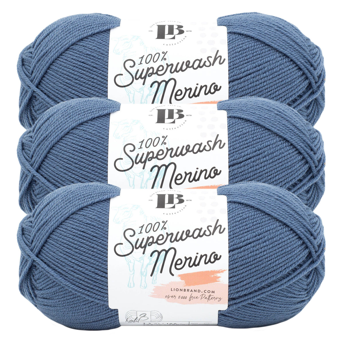 Lion Brand Yarn LB Collection Superwash Merino 3Pack