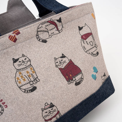 Kusuguru Japan Fat Cat Fabric Lunch Tote B- two color