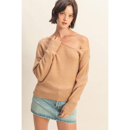 Asymmetric Off-Shoulder Sweater