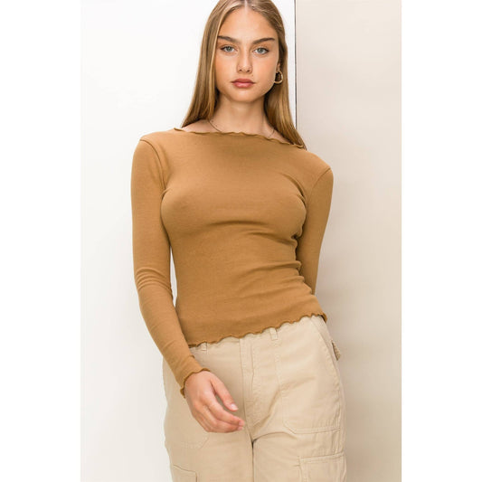 Lettuce Hem Long Sleeve Top