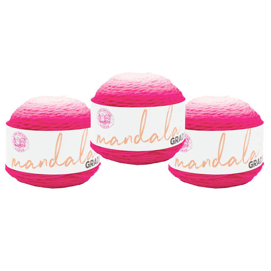 Lion Brand Yarn Mandala Gradient Hot Pink 3 Pack