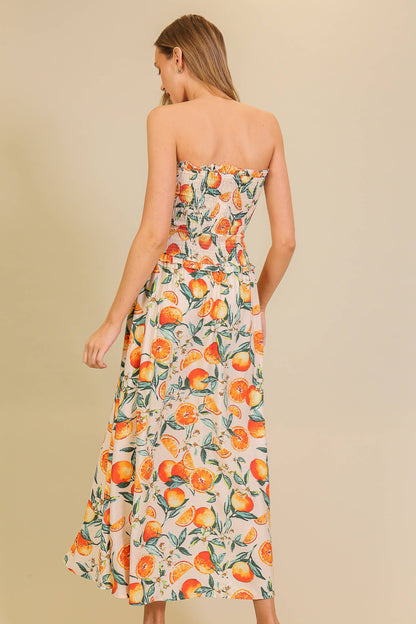 Citrus Chic Print Maxi Dress