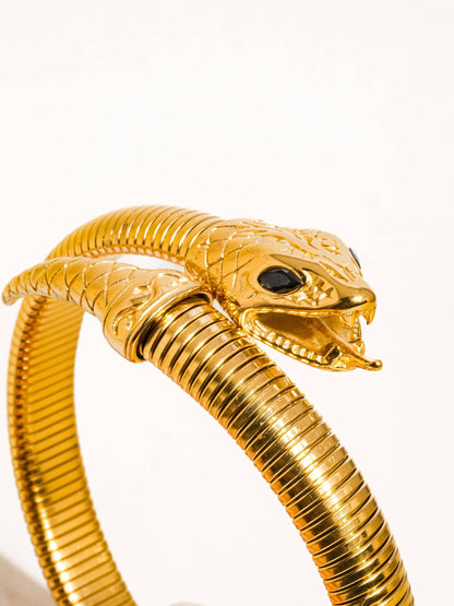 Paix 18K Gold Non-Tarnish Serpent Bangle