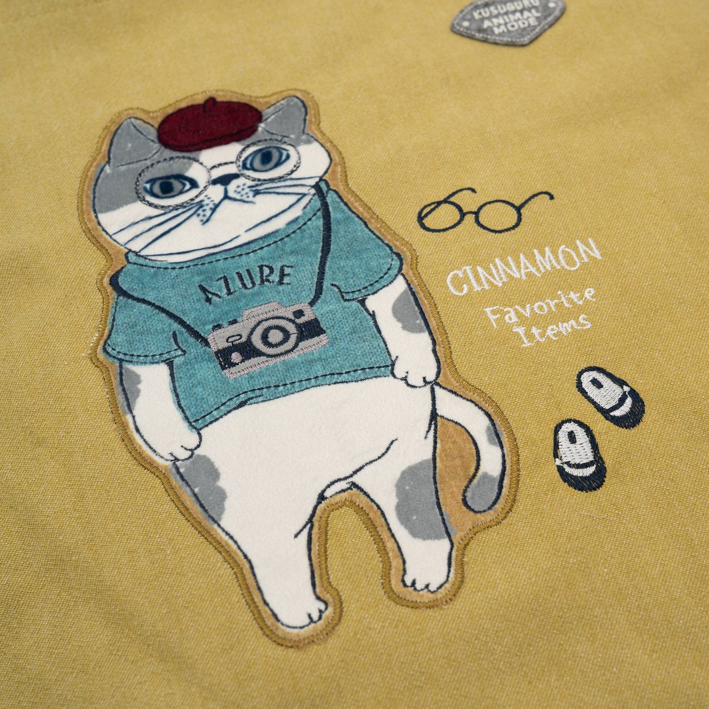 Kusuguru Japan Cat & French Bulldog Embroidered Tote Bag - Y