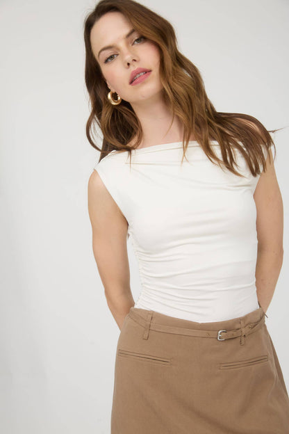 ASYMMETRICAL OFF THE SHOULDER KNIT TOP