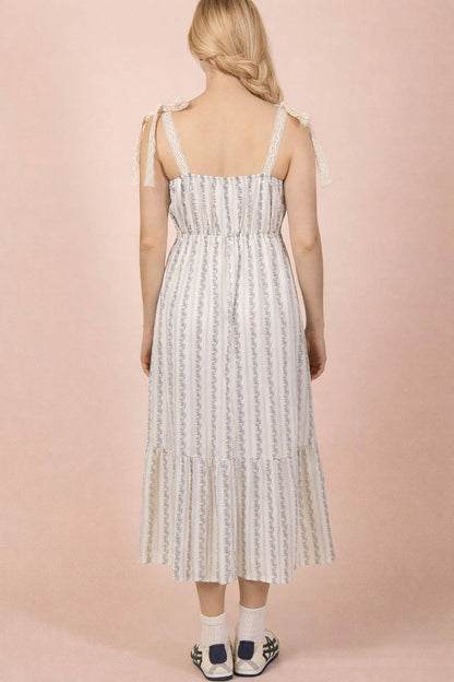 Very J , Lace Trim Detail Floral Midi Dress