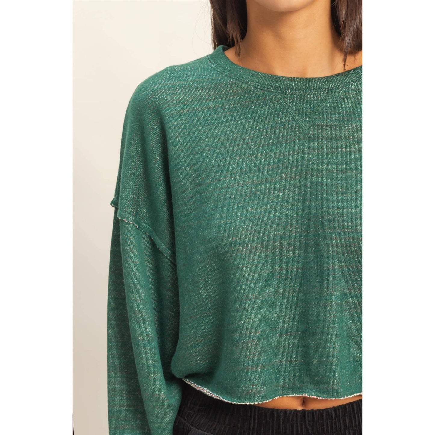 Drop-Shoulder Cropped Top