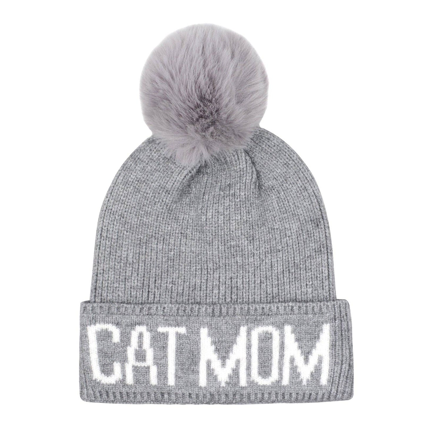HatPhile Cat Mom PomPom Knit Beanie – Cozy Toque Stocking for Cat Lovers