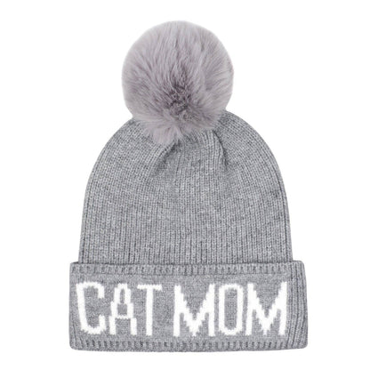 HatPhile Cat Mom PomPom Knit Beanie – Cozy Toque Stocking for Cat Lovers