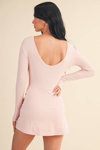 Long Sleeve Wrap Tie Front Dress