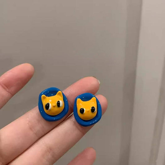 Whimsical Cat Stud Earrings