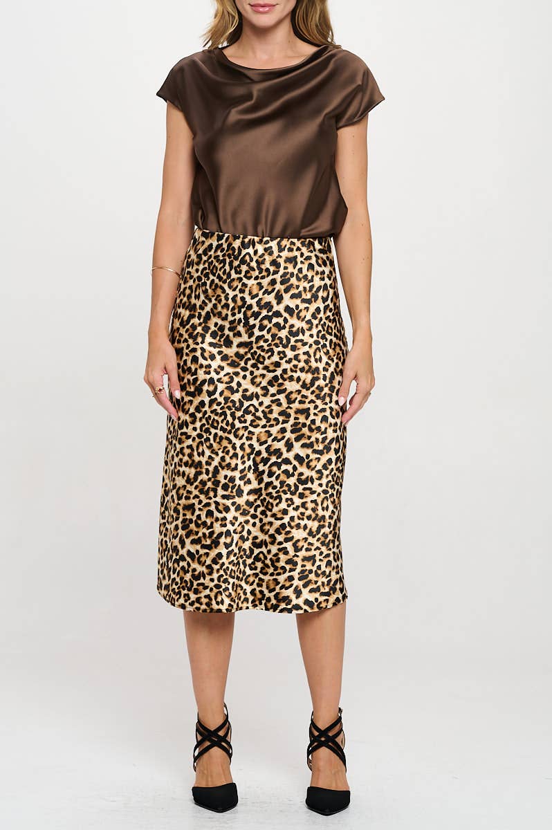 Made in USA Solid Satin Top with Cowl Neck