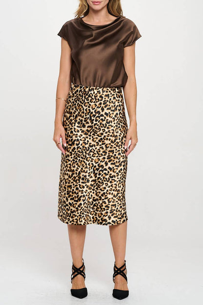 Made in USA Solid Satin Top with Cowl Neck