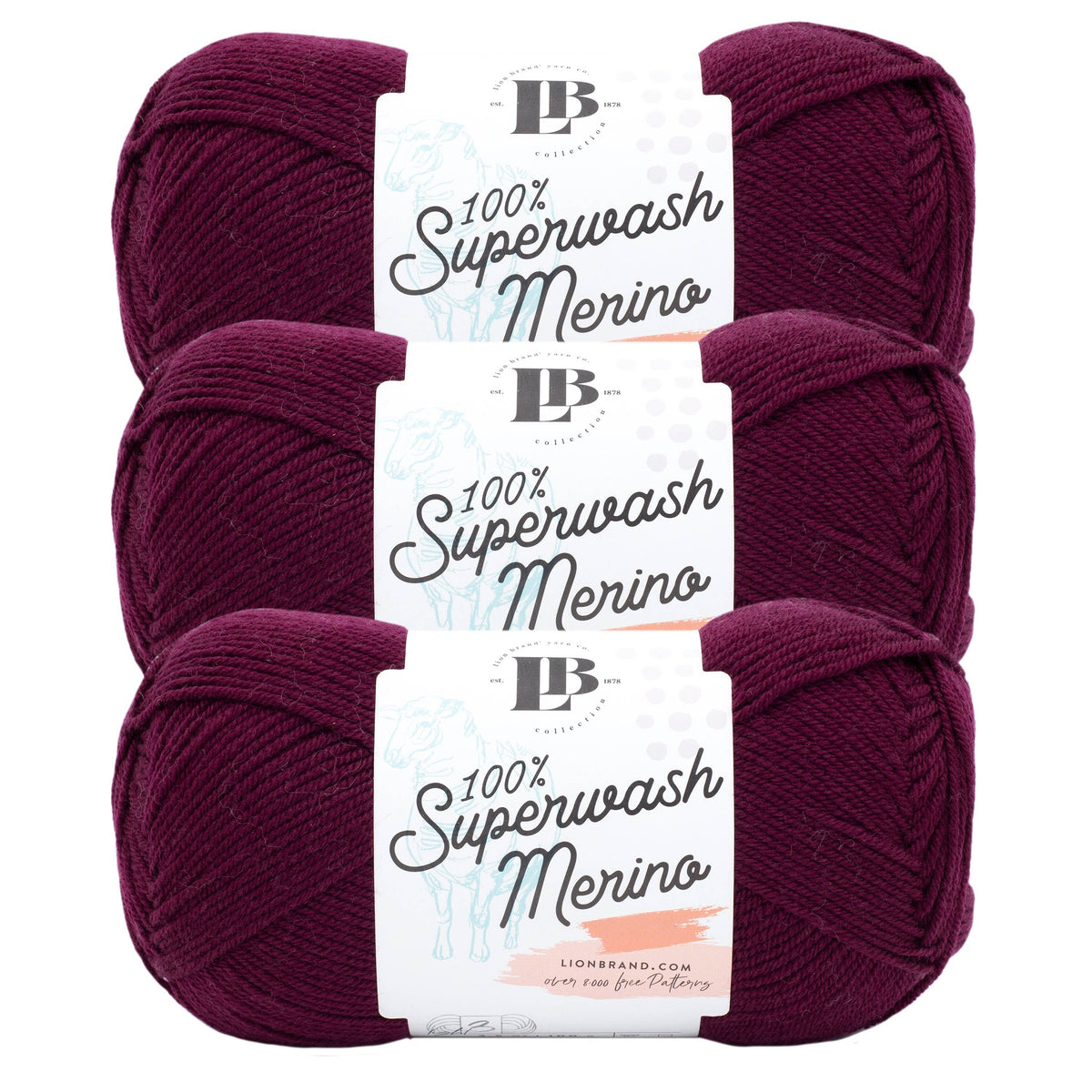 Lion Brand Yarn LB Collection Superwash Merino 3Pack