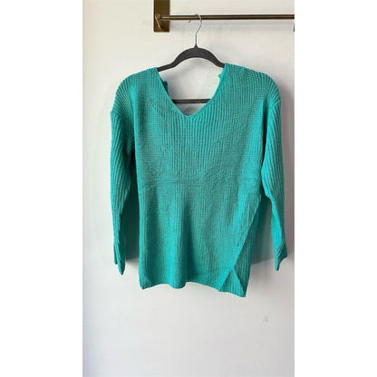 2602. Miracle Teal Twist Back Knit Sweater S/M