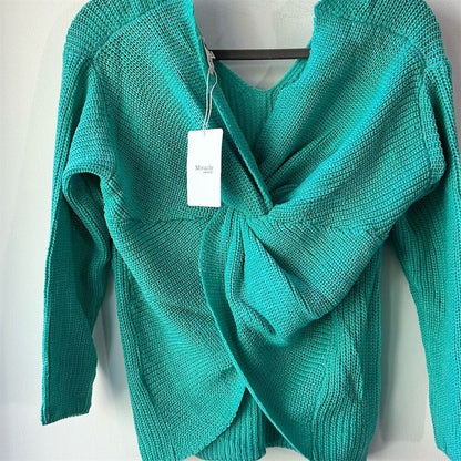 2602. Miracle Teal Twist Back Knit Sweater S/M