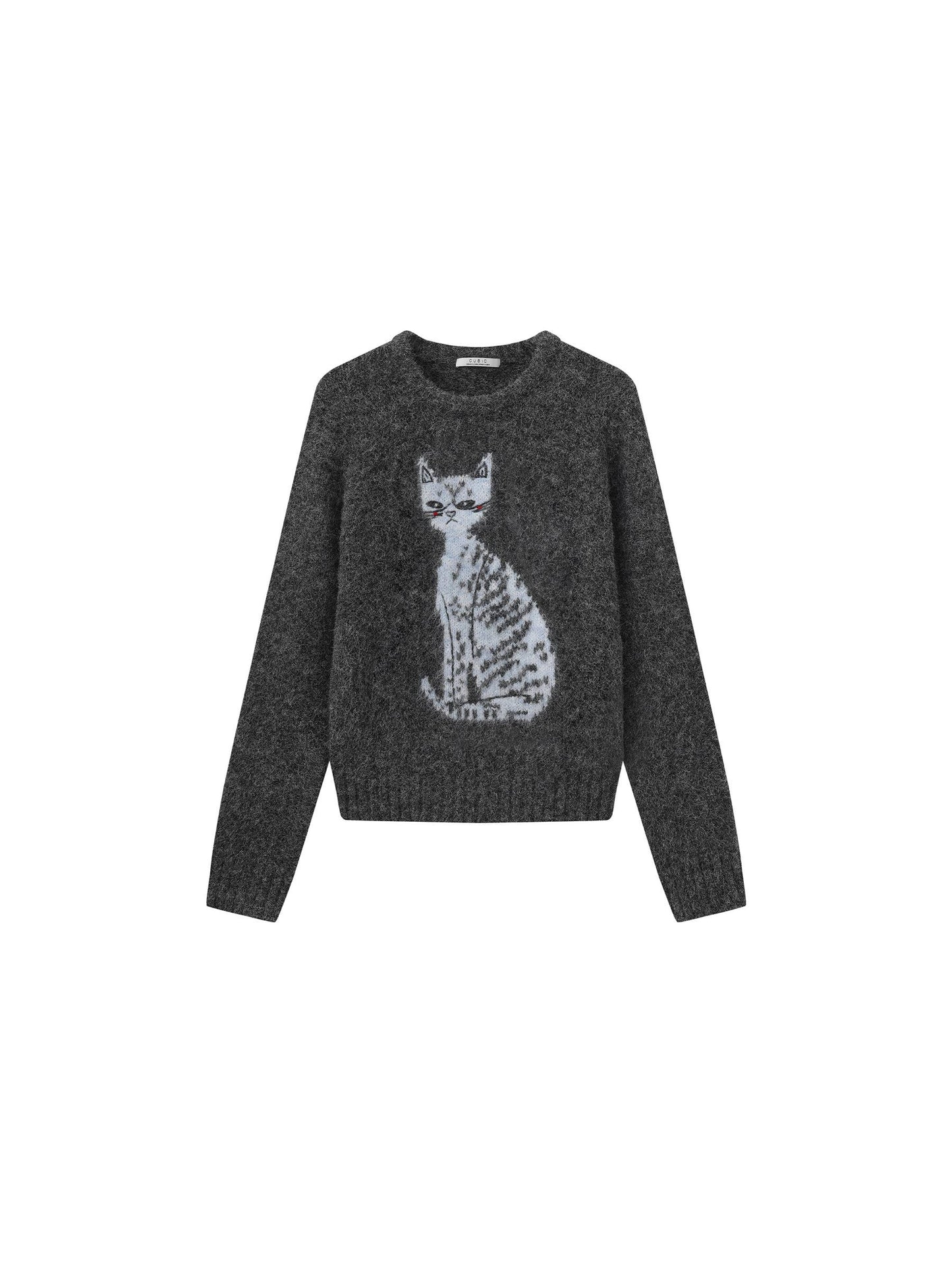 CUBIC Cat Print Wool Blend Sweater