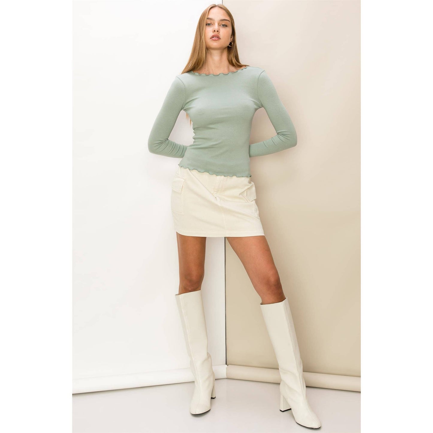 Lettuce Hem Long Sleeve Top