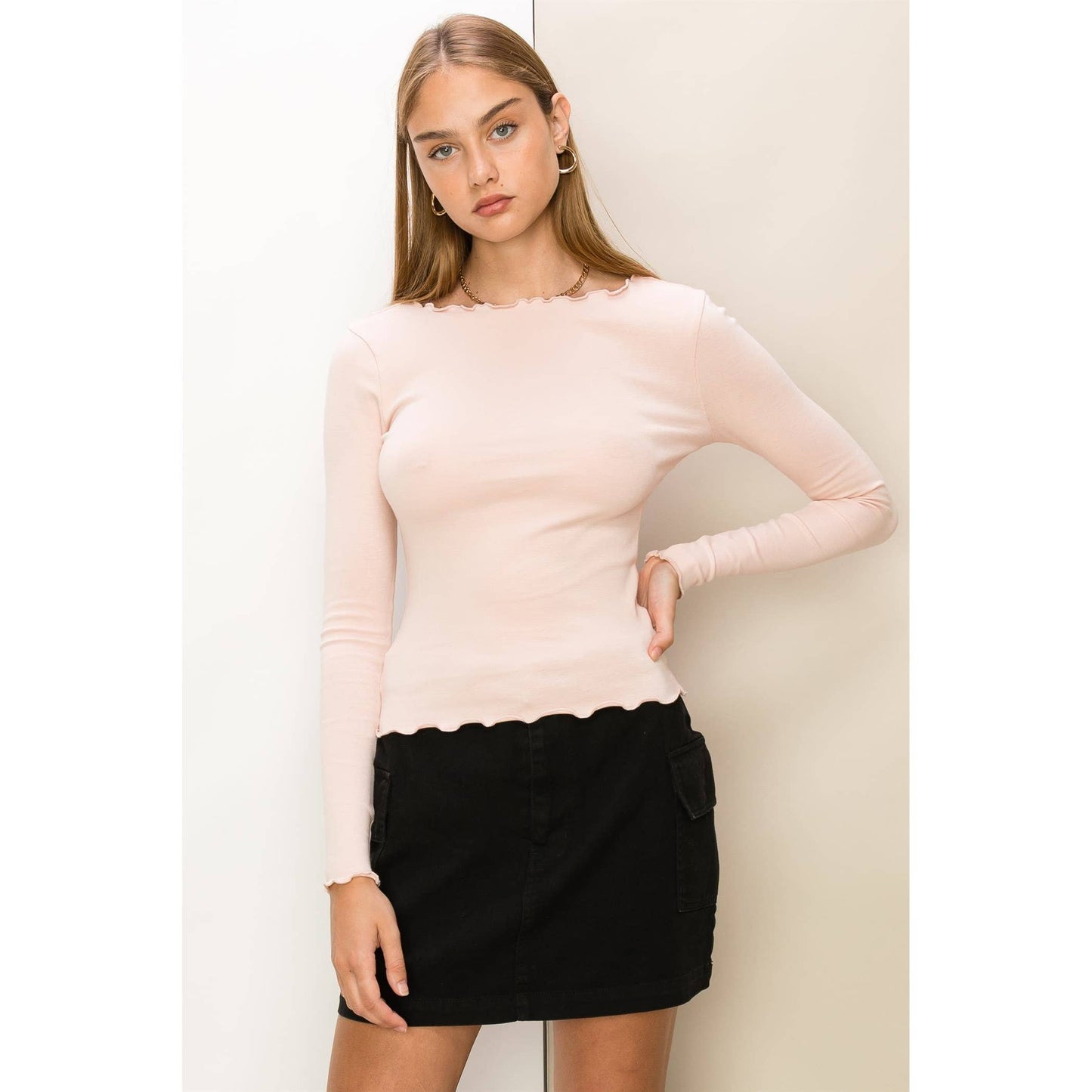 Lettuce Hem Long Sleeve Top