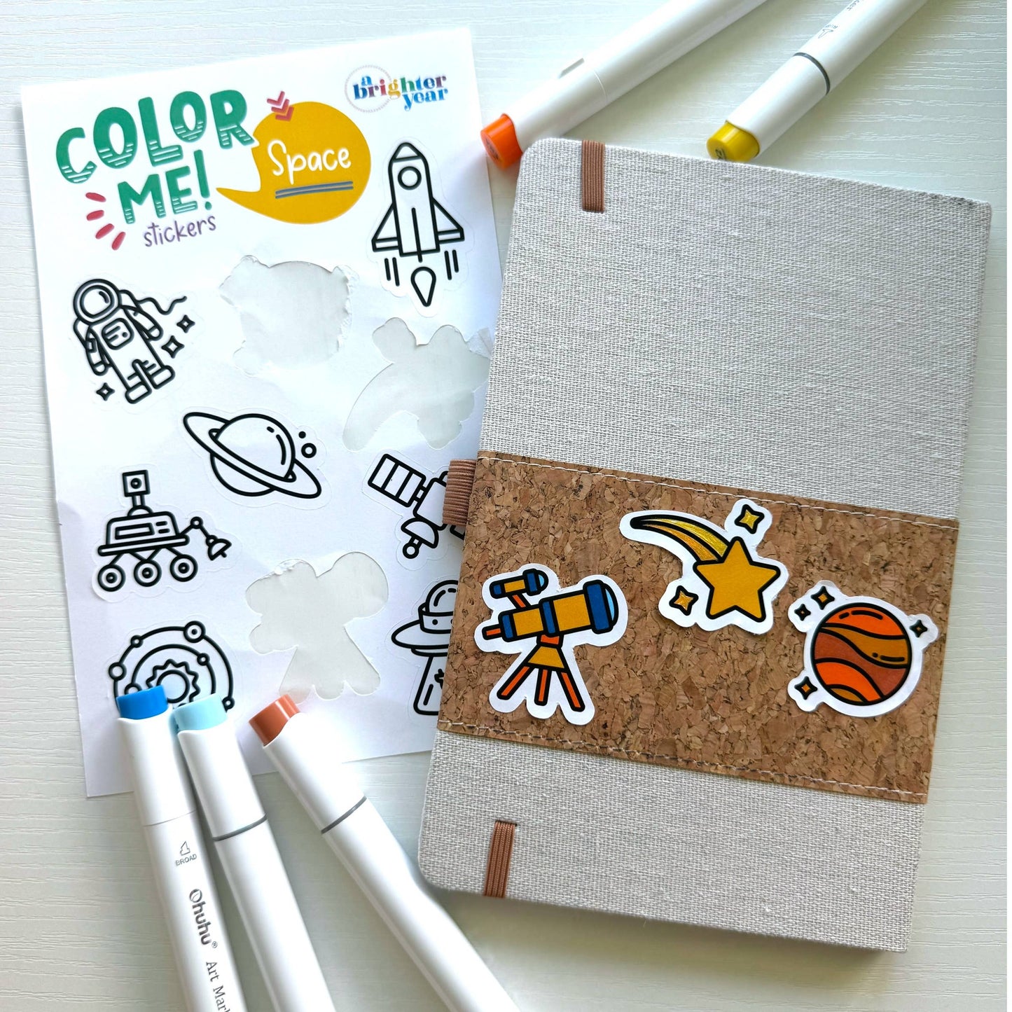 Space & Science Colorable Sticker Pack, 3 Sticker Sheets