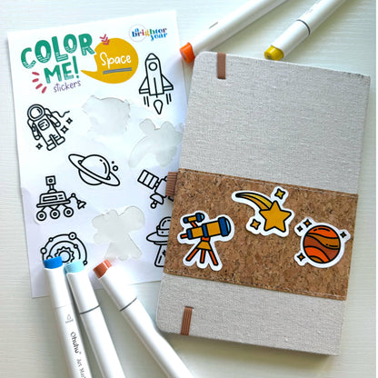 Space & Science Colorable Sticker Pack, 3 Sticker Sheets