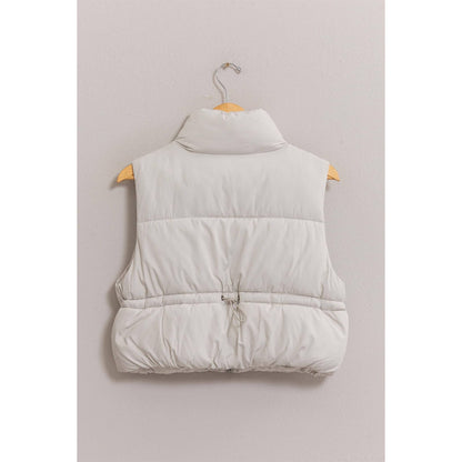 Cropped Zipper Closure Puffer Vest