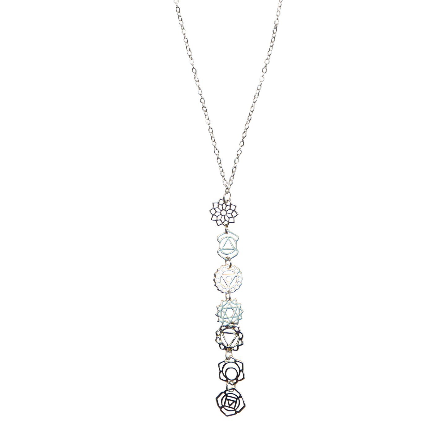 Silver Seven Chakra Drop Necklace
