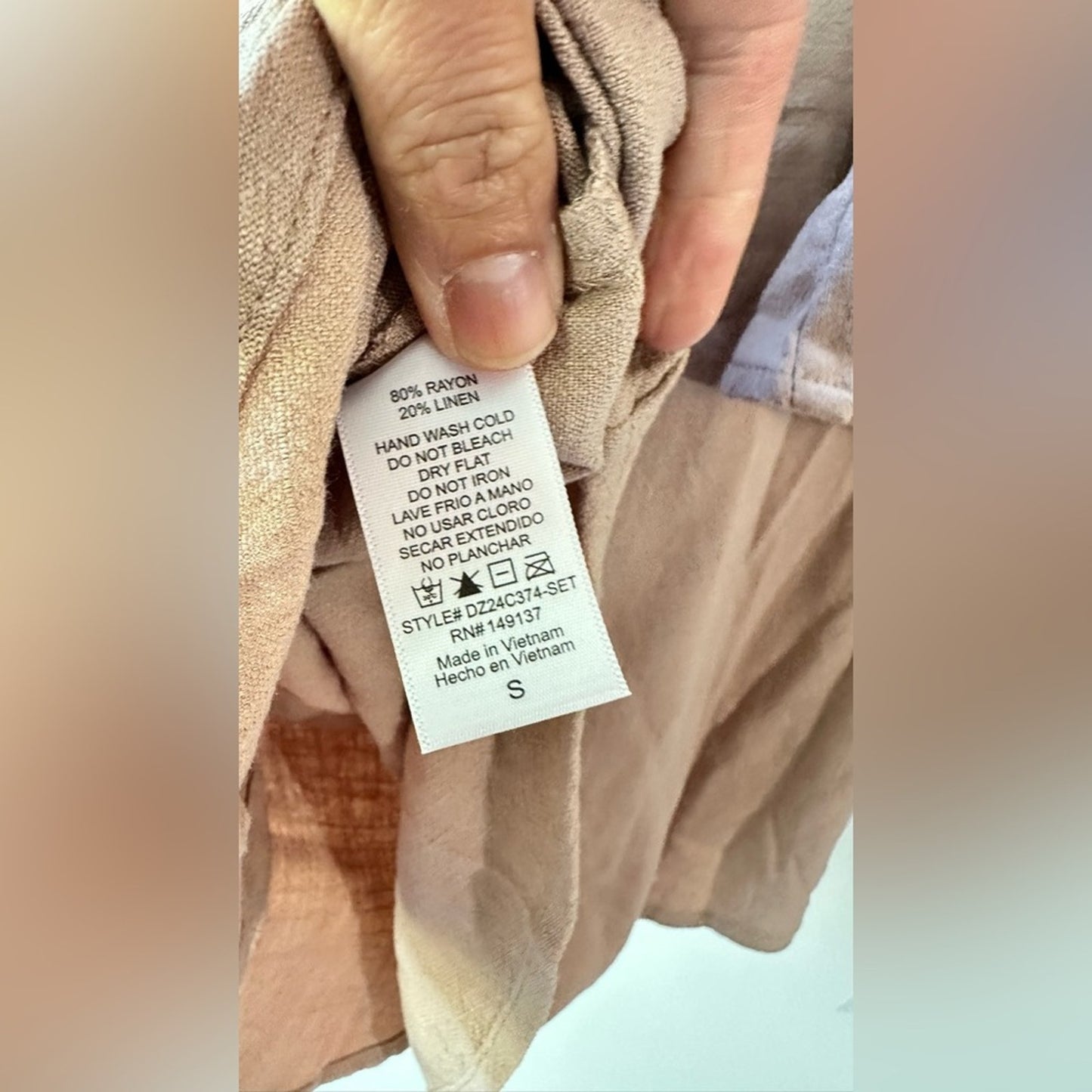 Double Zero, Tan Button Front Top and Shorts Set, Size S | 0700. NWOT