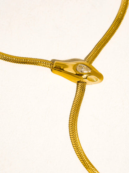 Gildora 18K Gold Non-Tarnish Serpent Y Lariat Necklace