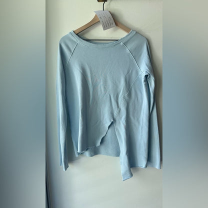 Light Blue Raw Hem Pullover, Size S | 022.  NWOT