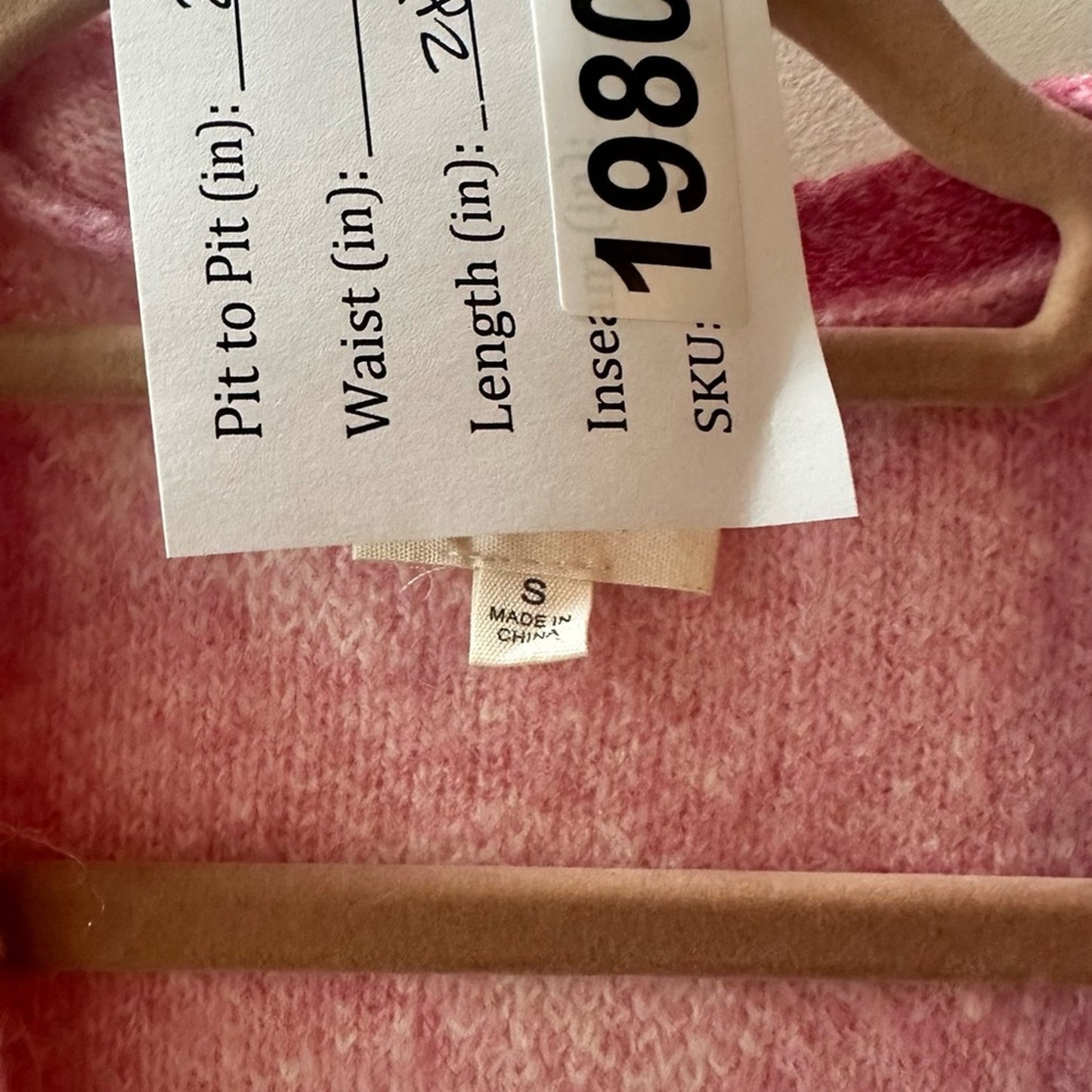 Pink Heart Print Open Front Cardigan, Size S | 1980