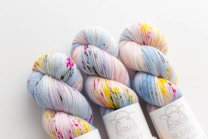 Bubblegum Graffiti Hand Dyed SW Merino Nylon Yarn Indie Dyed